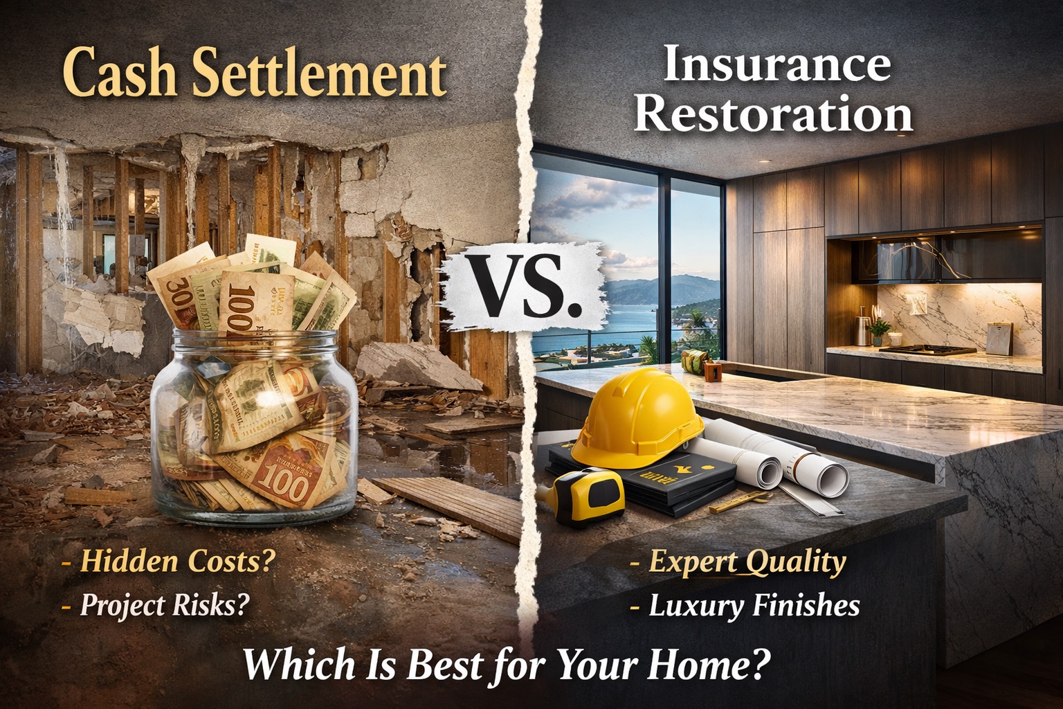 Cash settlement versus insurance restoration comparison for Vancouver luxury homeowners