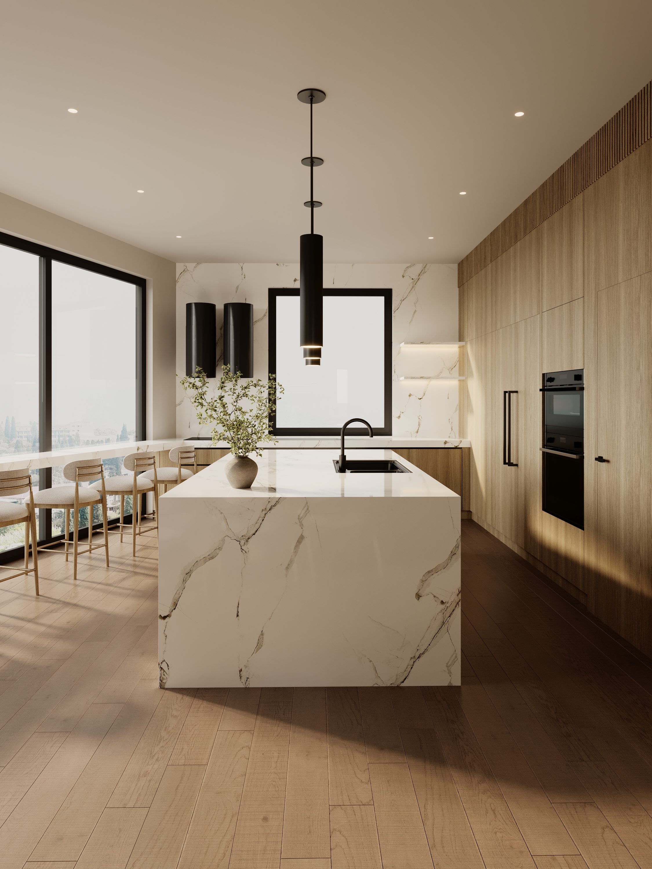 Living room material detail at Benbow Road West Vancouver by Eurohouse Studio