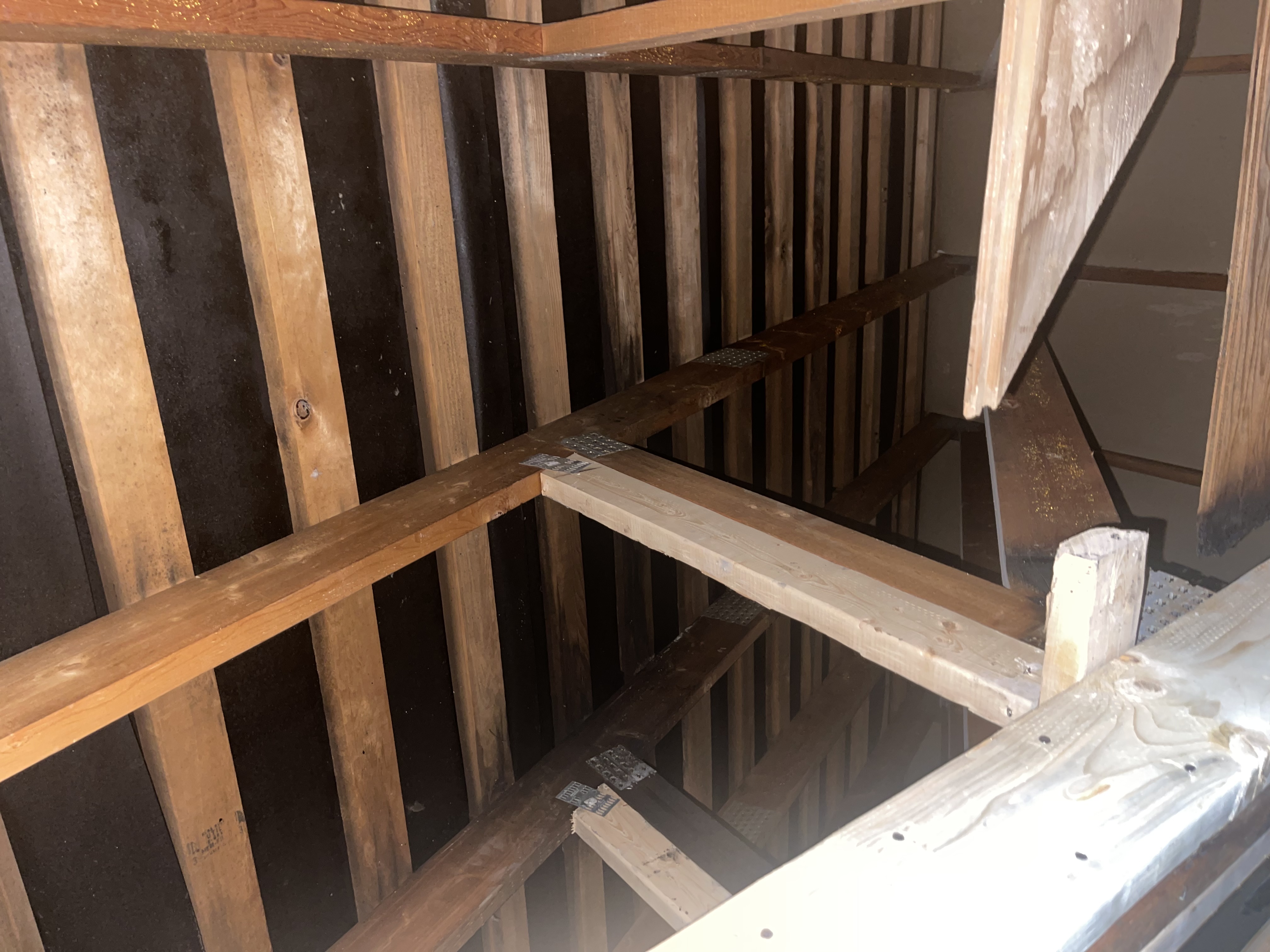 Active construction site — fire damage reconstruction in progress