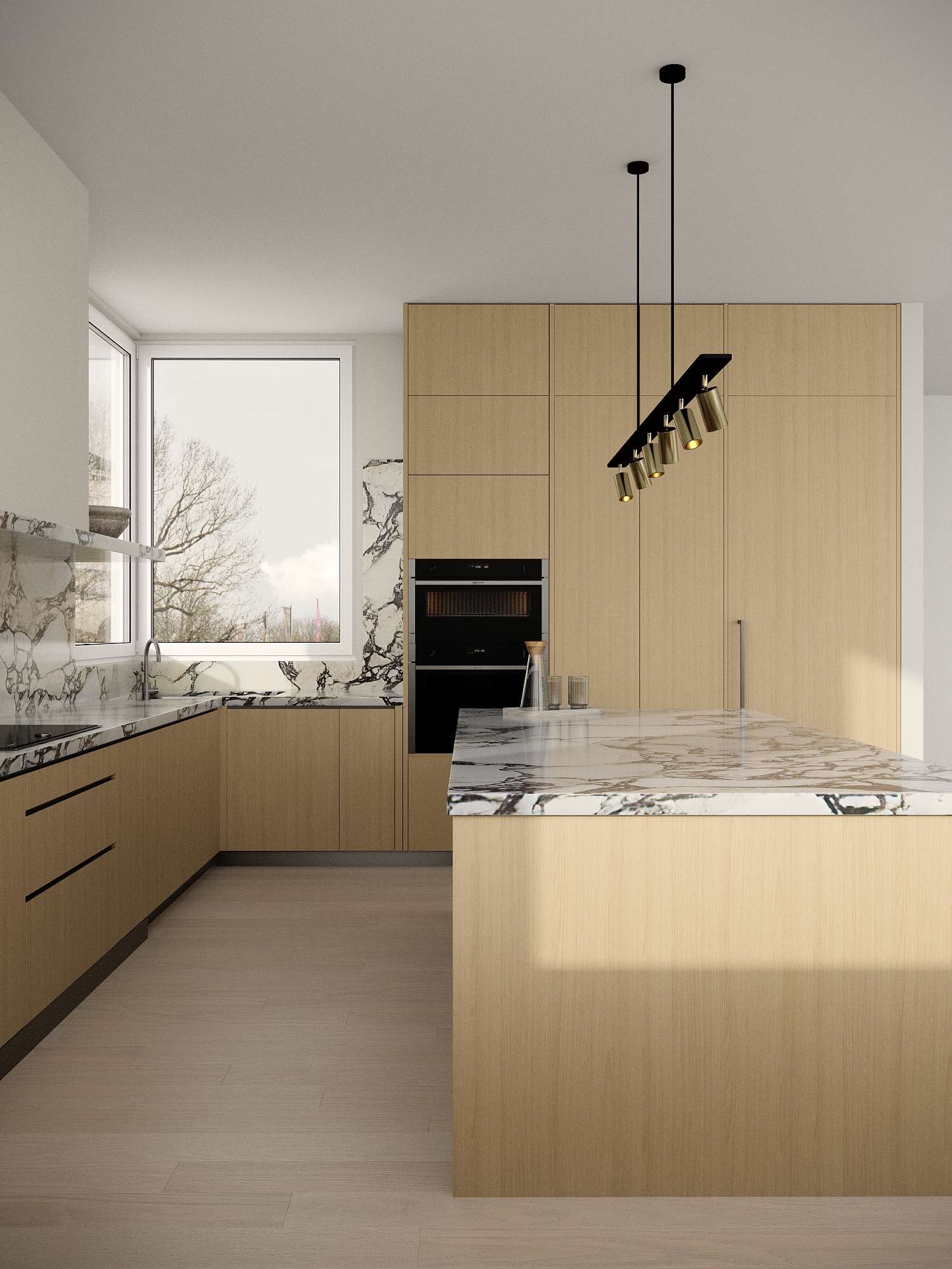 Kitchen wide view at Lawson West Vancouver by Eurohouse Studio