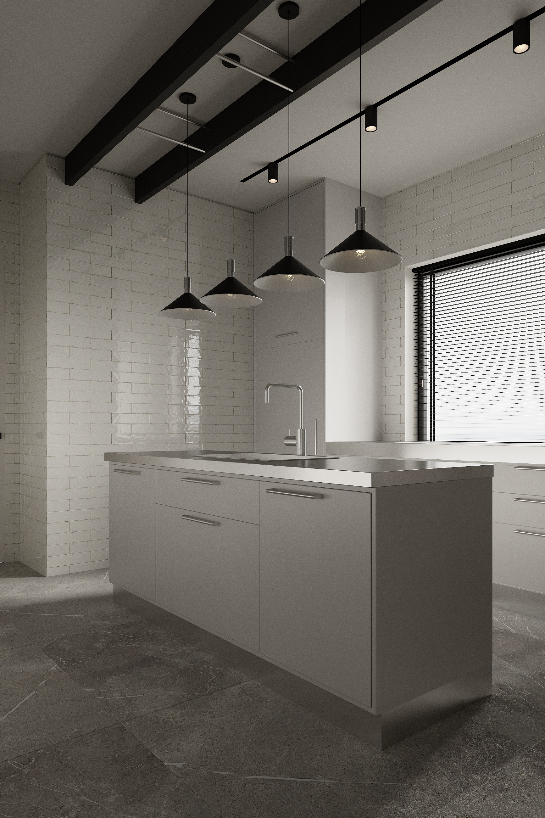 Wok kitchen third view at Scandinavian barn house West Vancouver by Eurohouse Construction