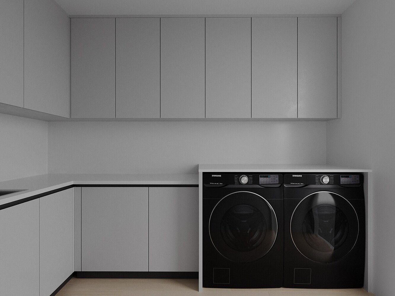 Bathroom vanity with backlit mirror